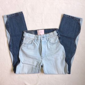 Revice Denim Two Toned Dark and Light Wash High Rise Waves Jeans